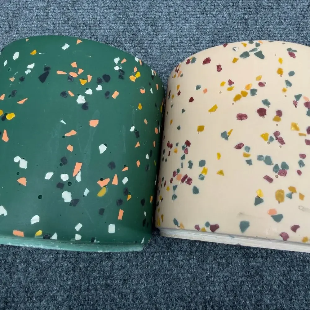 CAPRA DESIGNS Archie Pot (Missing Drip Trays) Green Cream Terrazzo
